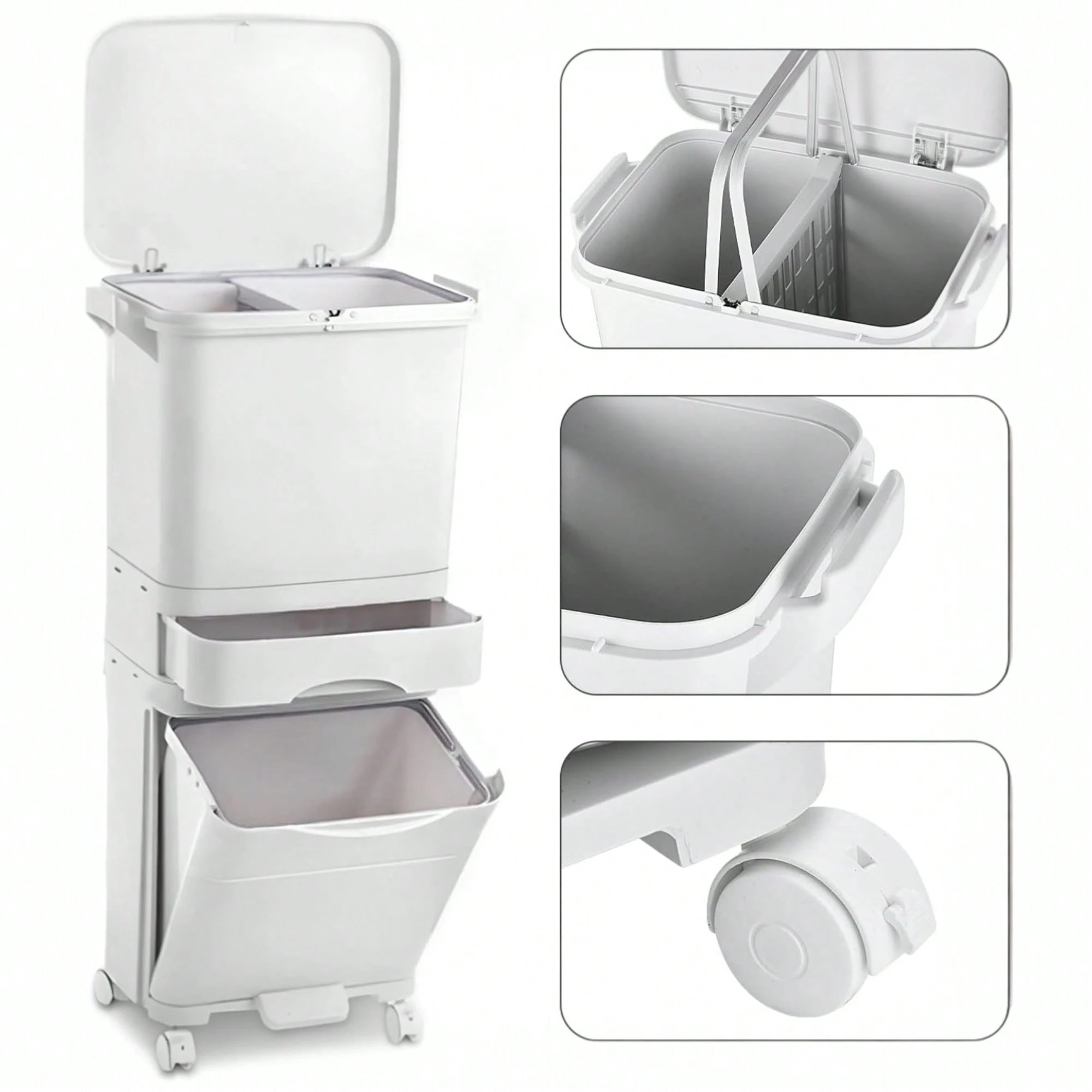 Cubo de Basura con 3 Compartimentos 43,2 L | Reciclaje y Pedal