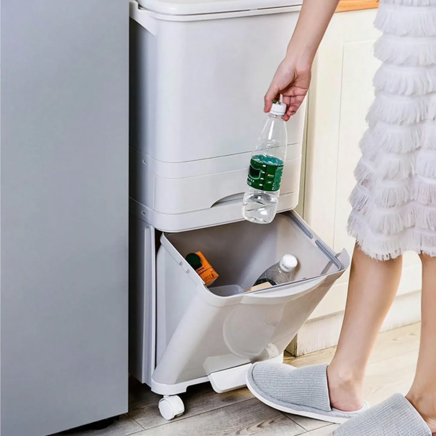 Cubo de Basura con 3 Compartimentos 43,2 L | Reciclaje y Pedal