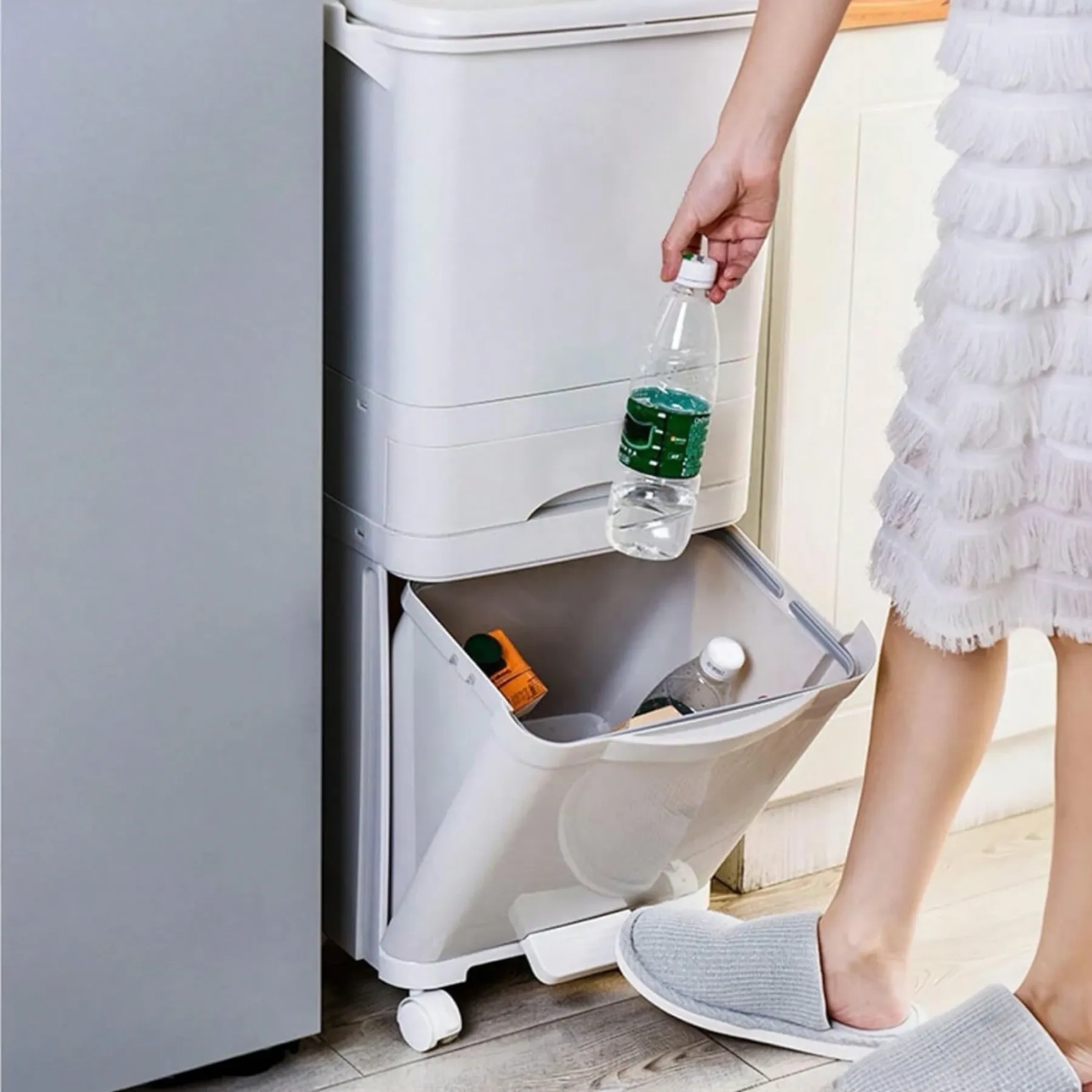 Cubo de Basura con 3 Compartimentos 43,2 L | Reciclaje y Pedal