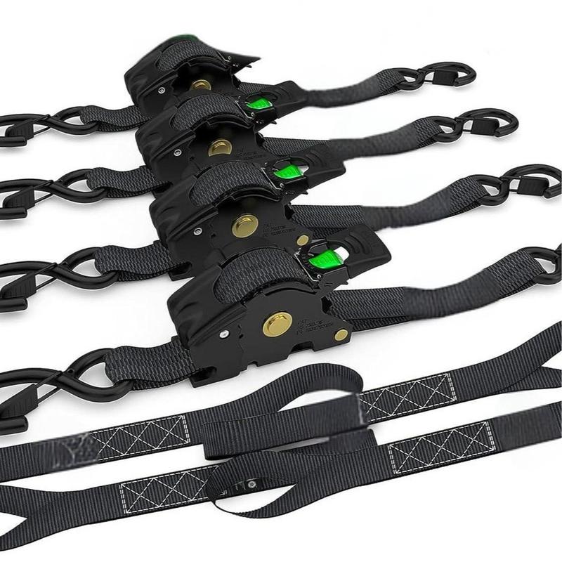2 Correas de Amarre Retráctiles 1" x 10' | Cinchas de Sujeción para Camión y Remolque, Retracción Automática