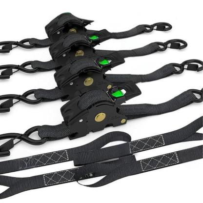 2 Correas de Amarre Retráctiles 1" x 10' | Cinchas de Sujeción para Camión y Remolque, Retracción Automática