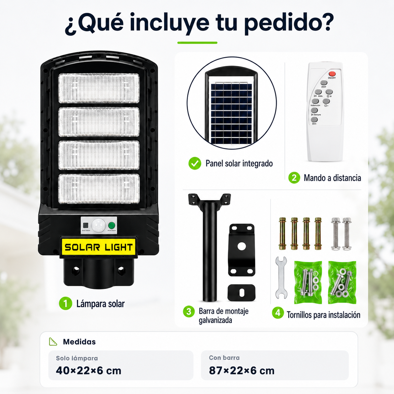 Lámpara Solar LED 1000W con Mando a Distancia y Soporte Galvanizado | Iluminación Exterior