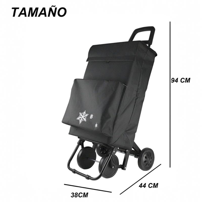 Carrito de Compra Plegable con Bolsa Térmica | 40L, 4 Ruedas, Impermeable y Ligero