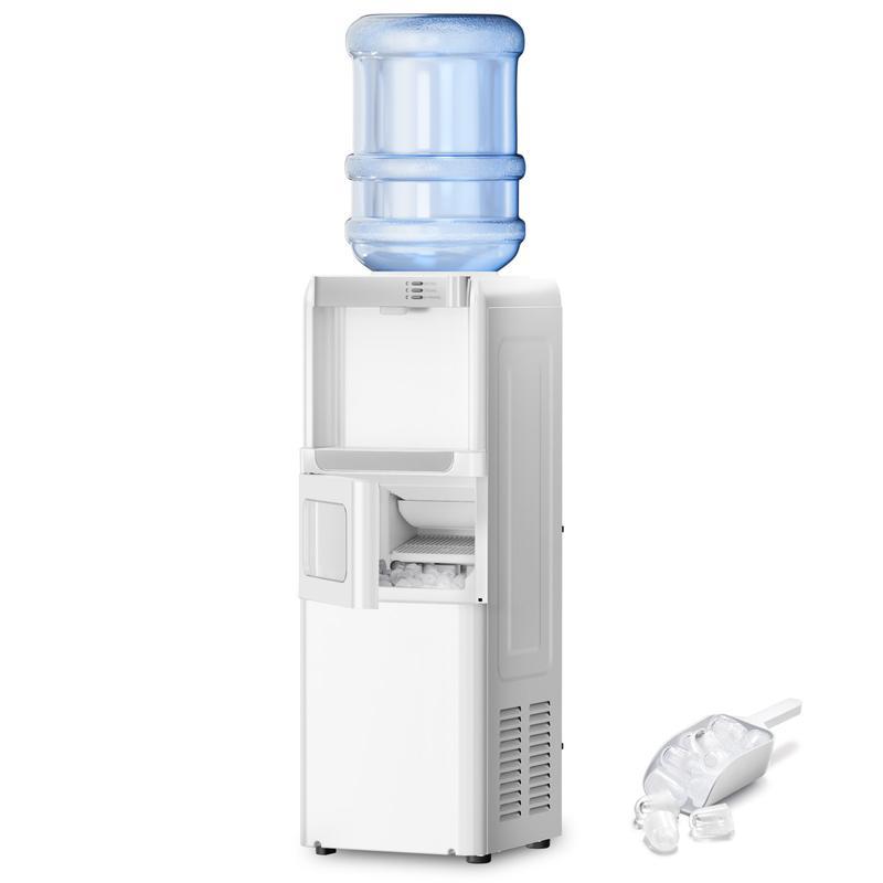 Dispensador de Agua 3 en 1 con Máquina de Hielo | Agua Fría y Caliente, Compatible con Garrafas de 3-5 Galones