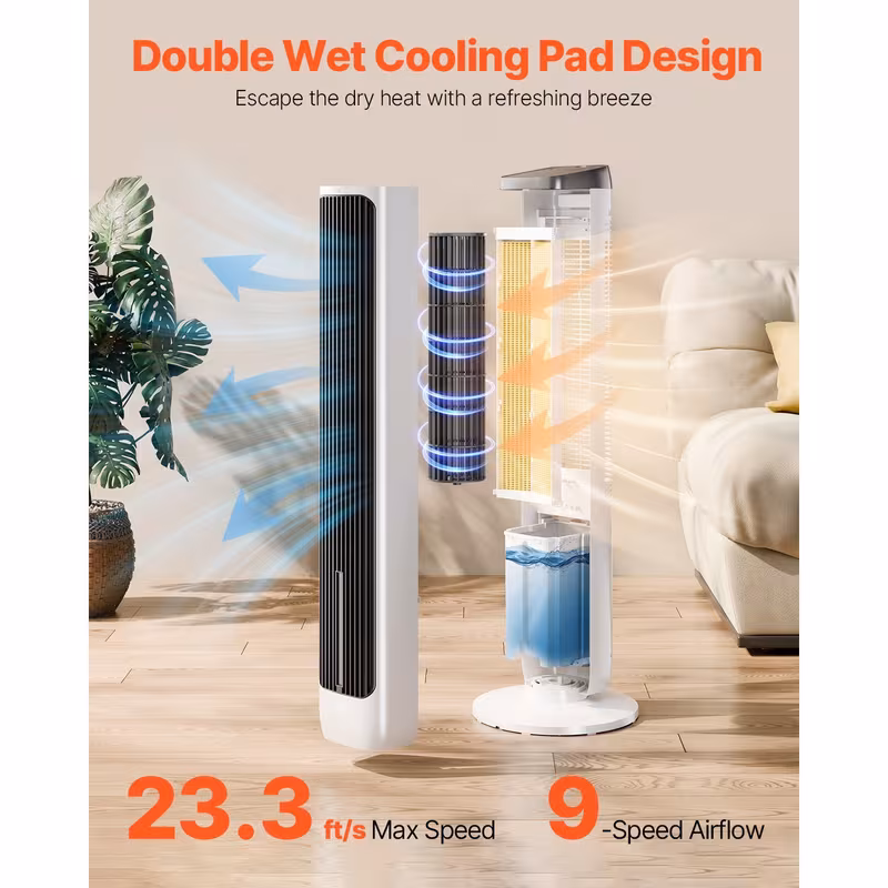   40 oscillating tower fan 24h timer 23 3ft s velocity with remote control Product details 4