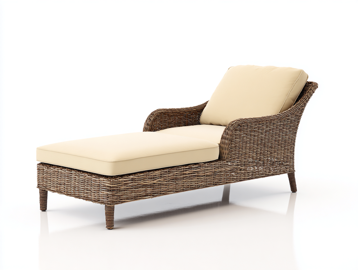 Sonnenliege Polyrattan-Stoff 165x68x82 cm Braun-Beige - geschwungenes Design für Terrasse und Garten-Solinnanest
