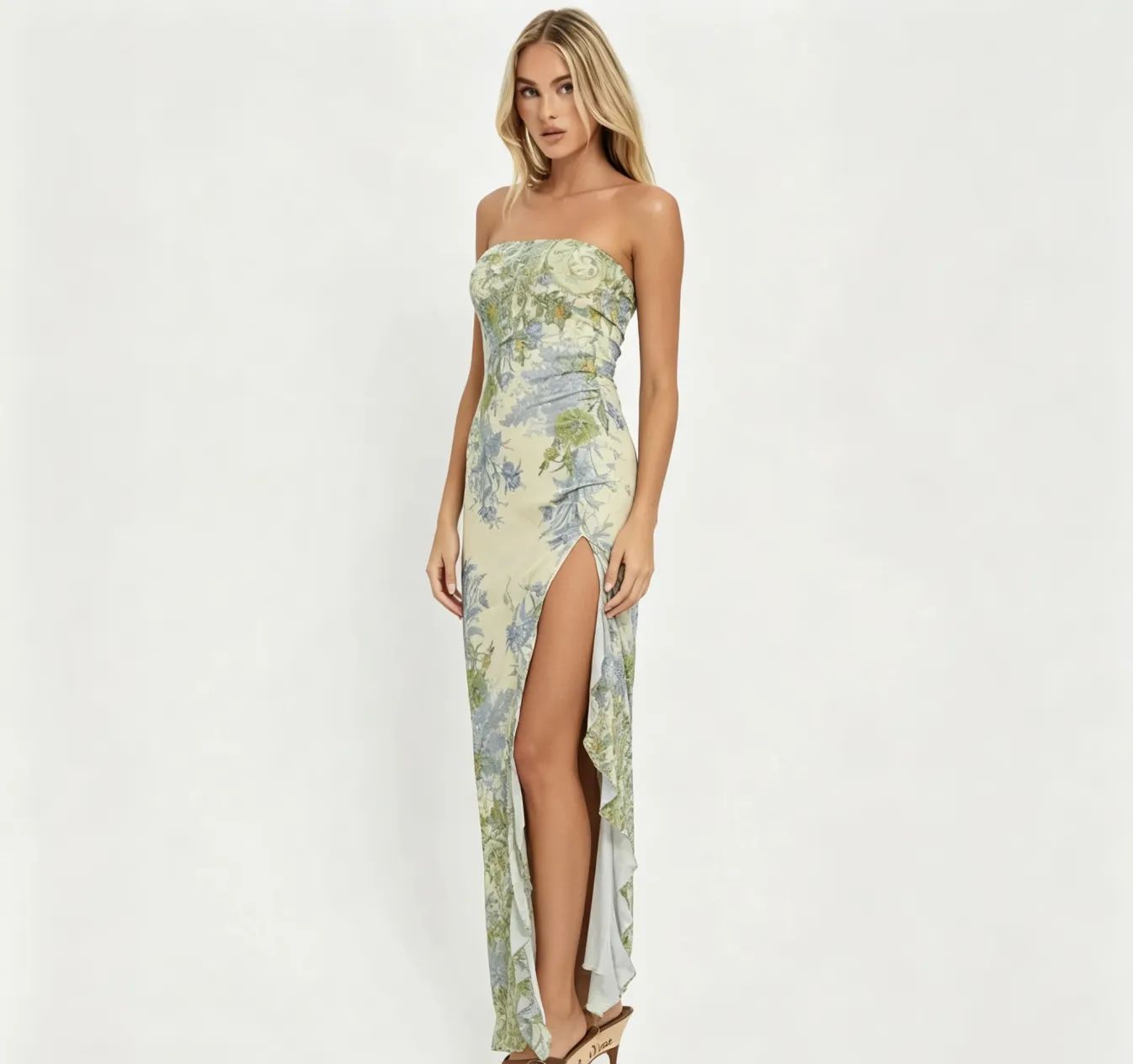 Form-fitting plunge-line dress