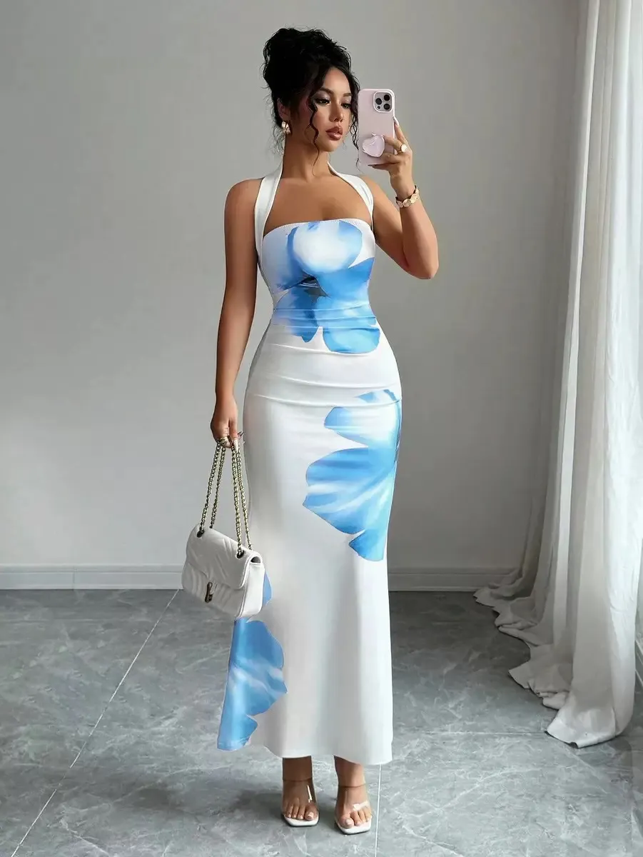 Waisted printed dress