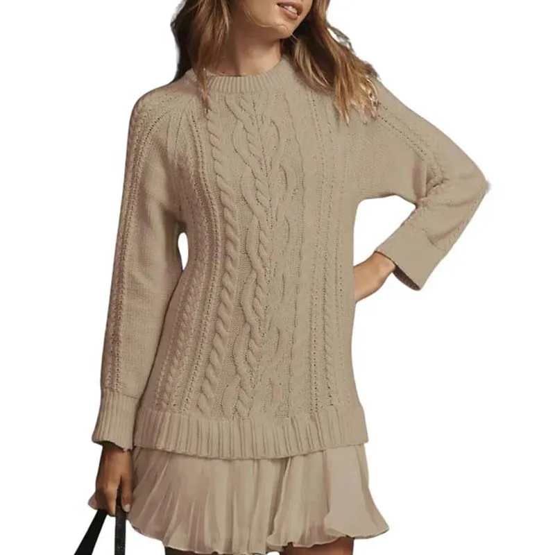 💗2025 Hot Sale💗Women's Cable-Knit Mini Sweater Dress
