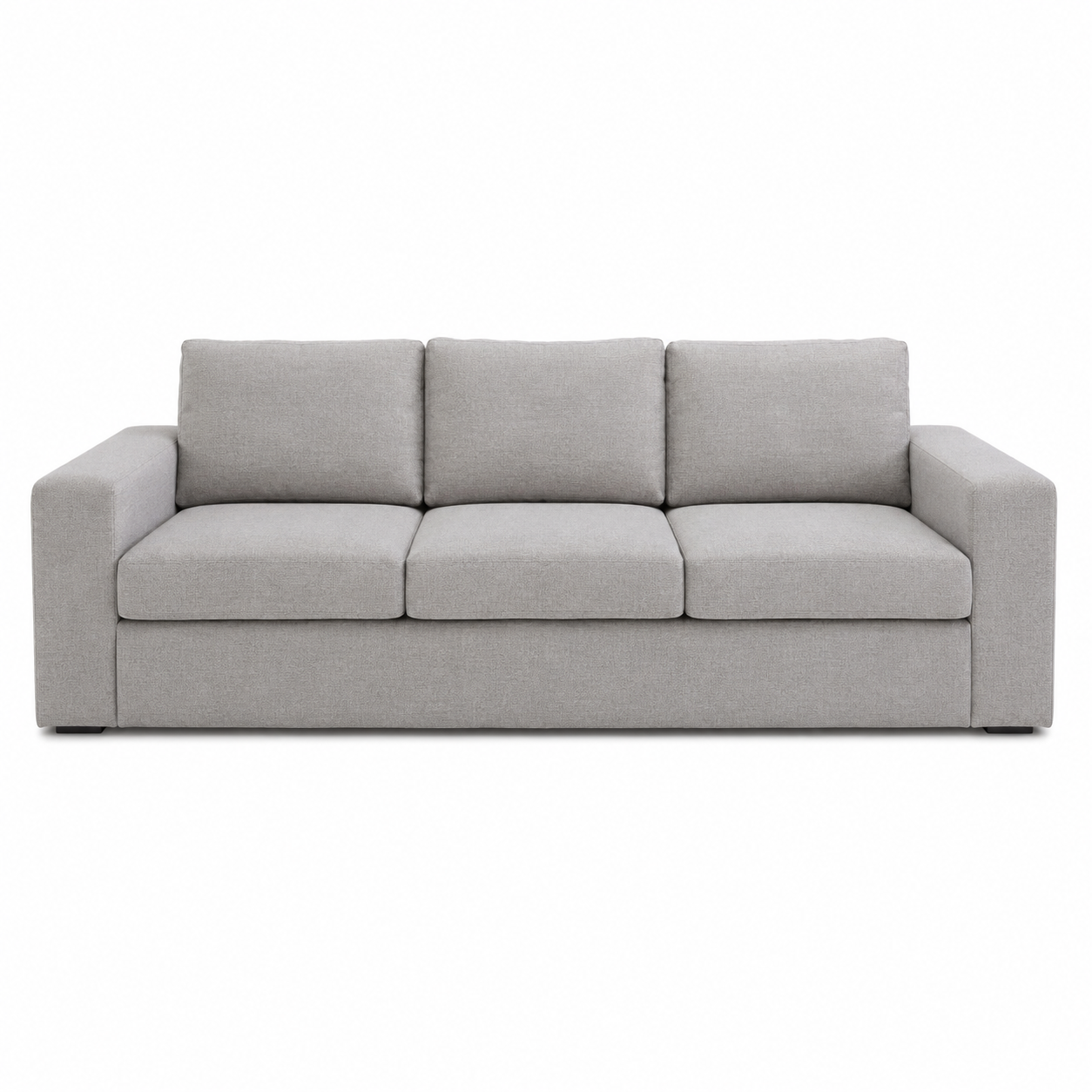 Geradliniges 3-Sitzer Sofa in Hellgrau Webstoff mit breiten Armlehnen 220 cm