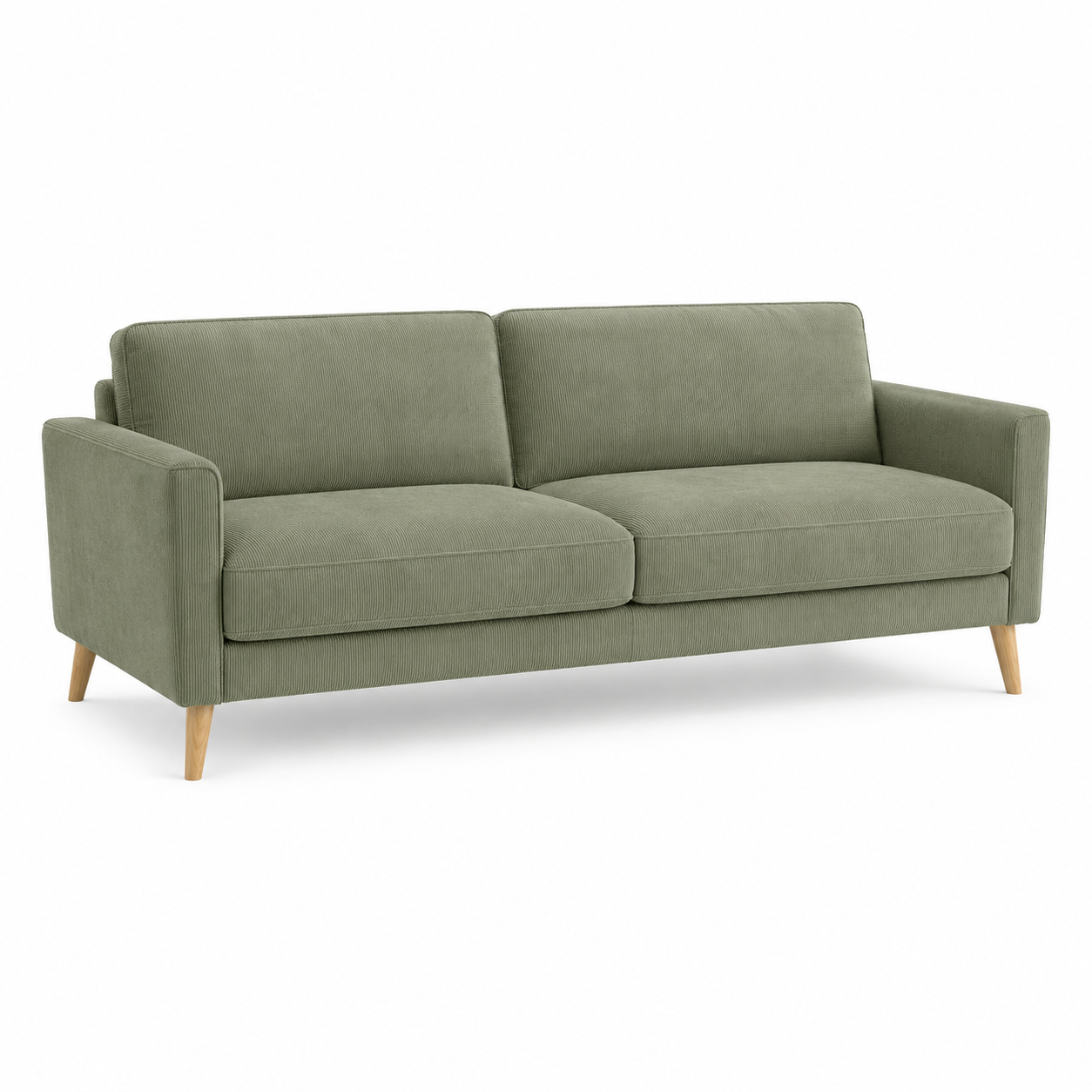 Skandinavisches 2,5-Sitzer Sofa in Salbeigrün Feincord 198 cm-Heimvista