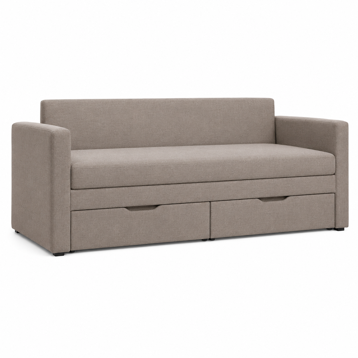 Tagesbett Sofa in Taupe mit Ausziehfunktion und zwei Schubladen 200x90 cm-Heimvista