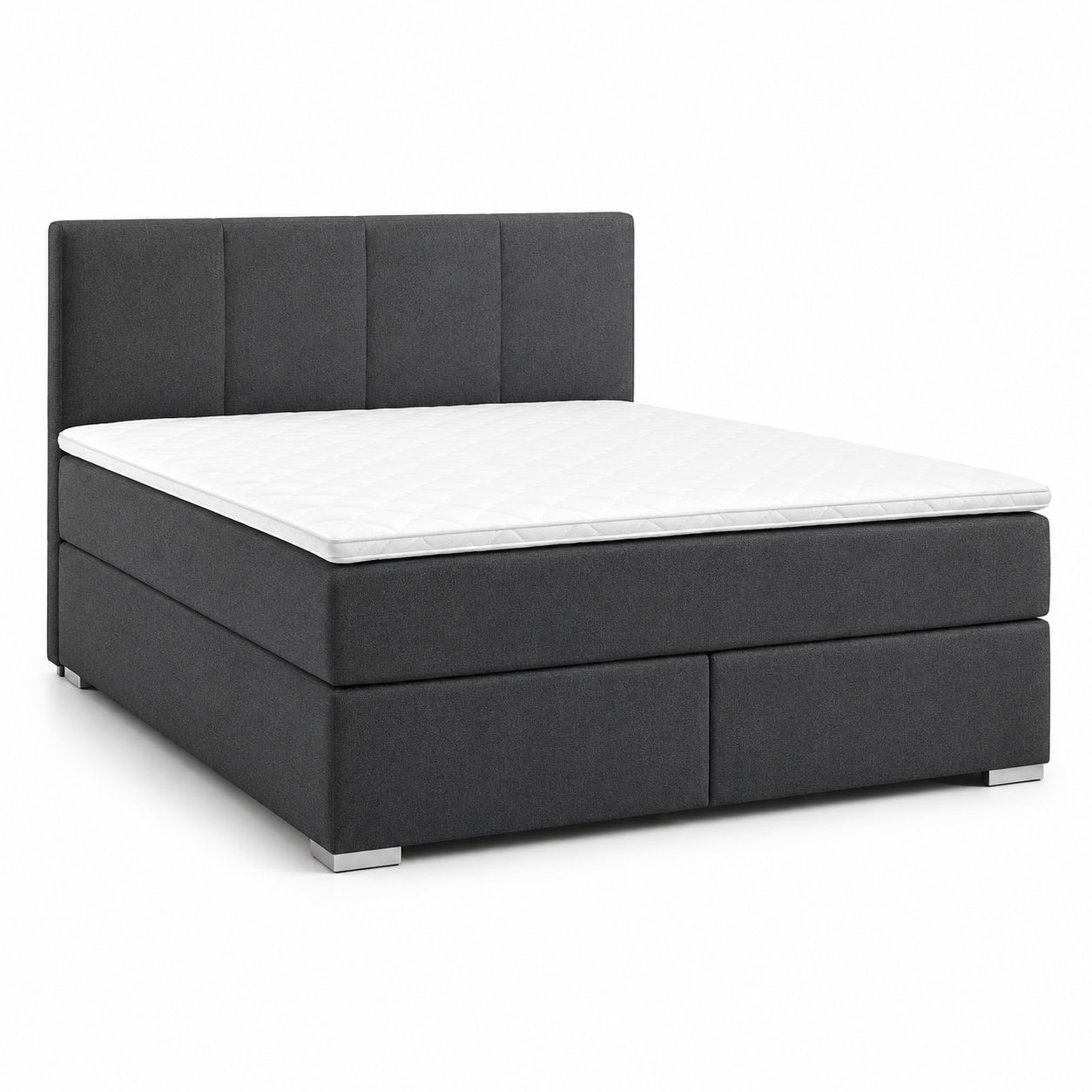 Boxspringbett in Dunkelgrau mit Topper und Kopfteil 160x200 cm