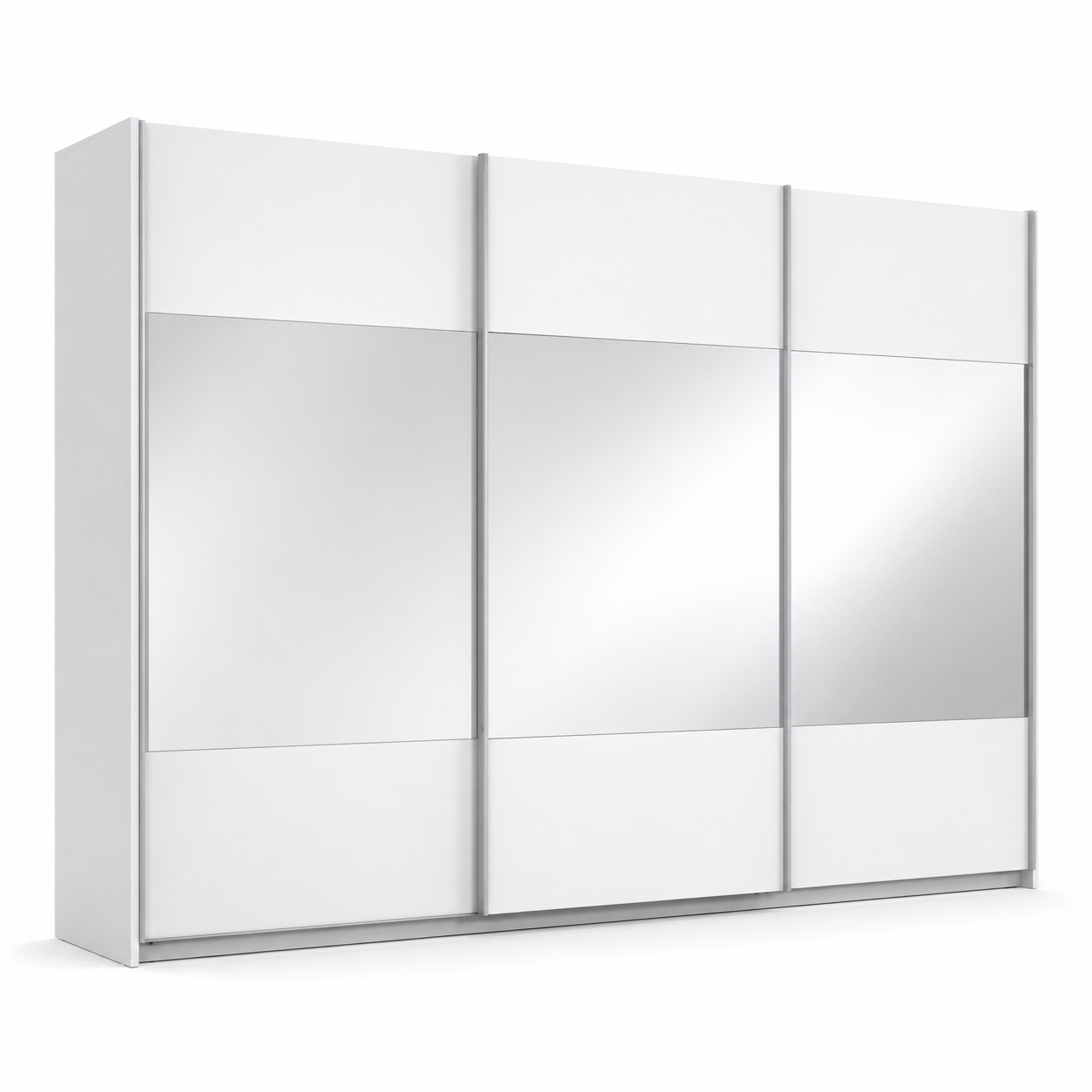 Schwebetürenschrank Weiß mit Spiegel und Innenaufteilung 270x210 cm-Heimvista