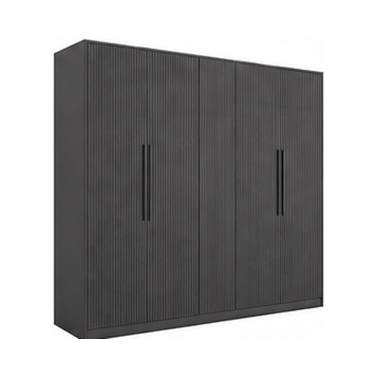 Kleiderschrank Anthrazit mit Lamellenoptik und Soft-Close 180x200 cm