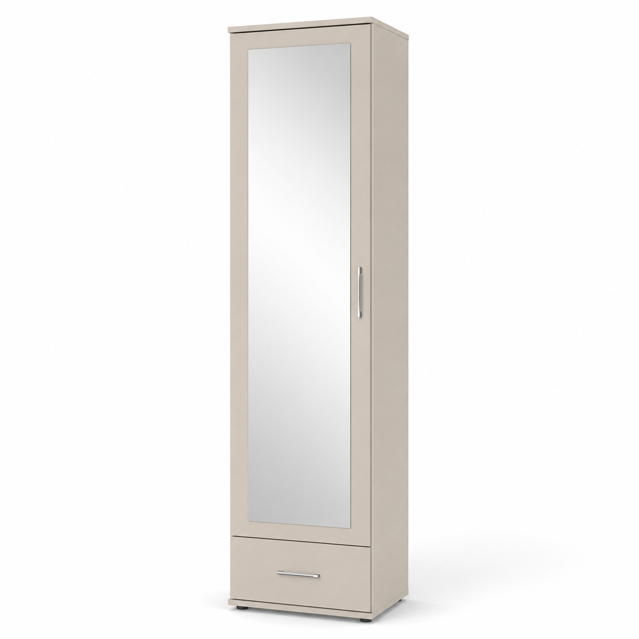 Schmaler Garderobenschrank Sandbeige mit Spiegel 90x195 cm-Heimvista