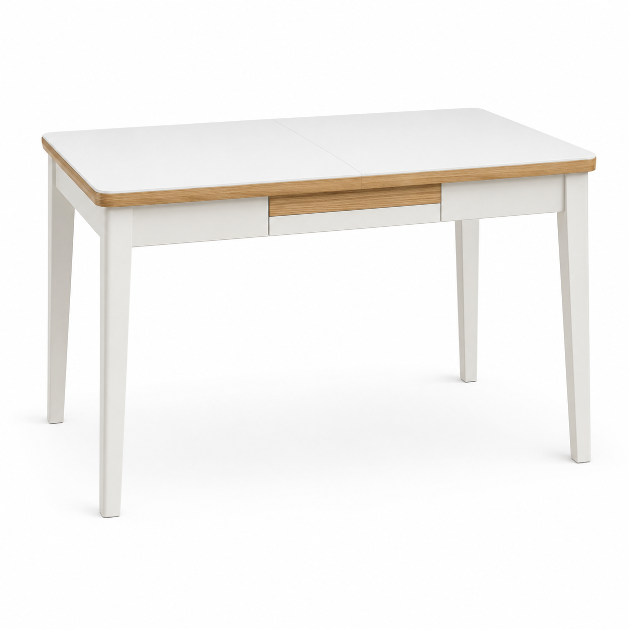 Kompakter Küchentisch Weiß Eiche mit Auszug 120-160x80 cm-Heimvista