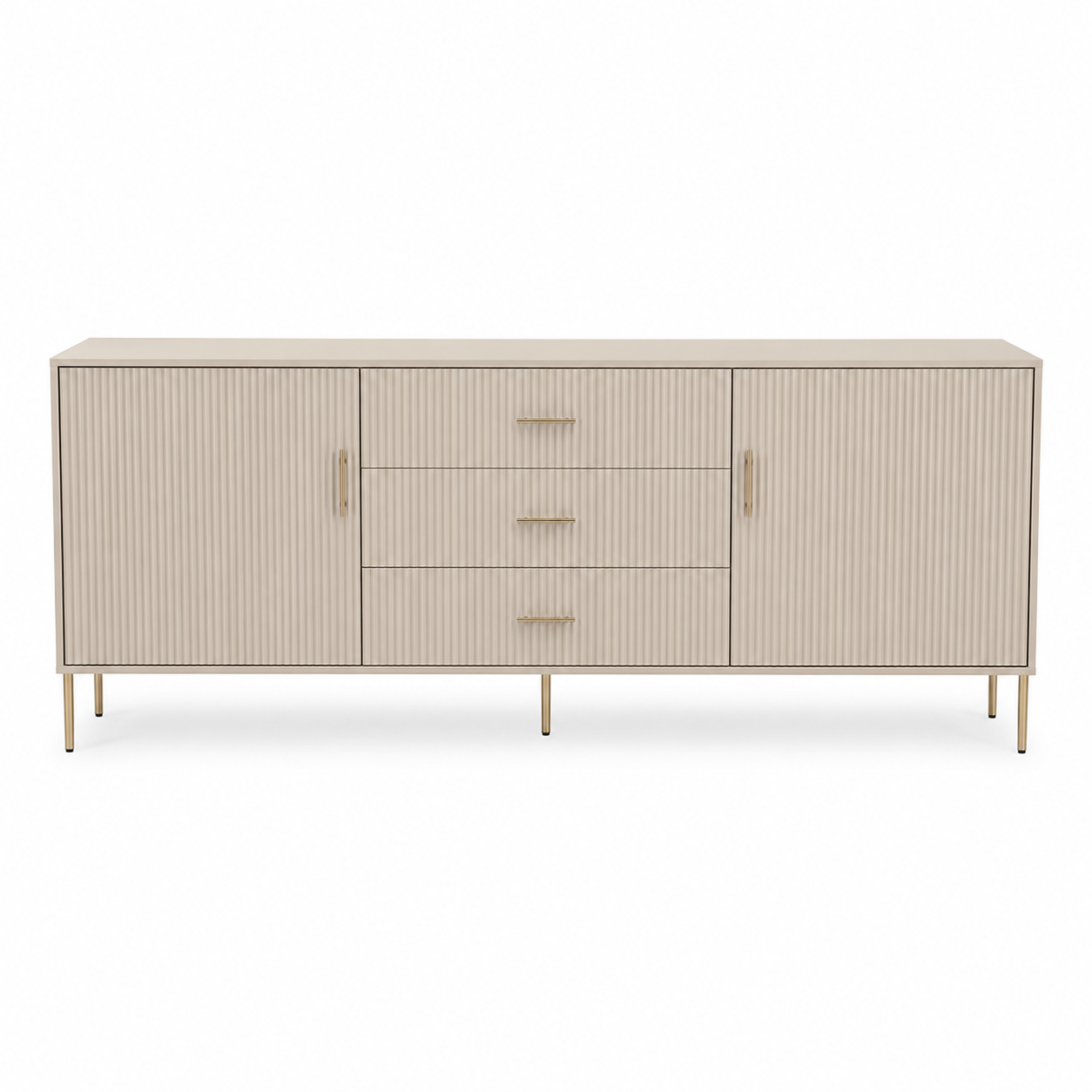 Sideboard Kaschmir mit geriffelten Fronten und Metallfüßen 180x80 cm-Heimvista