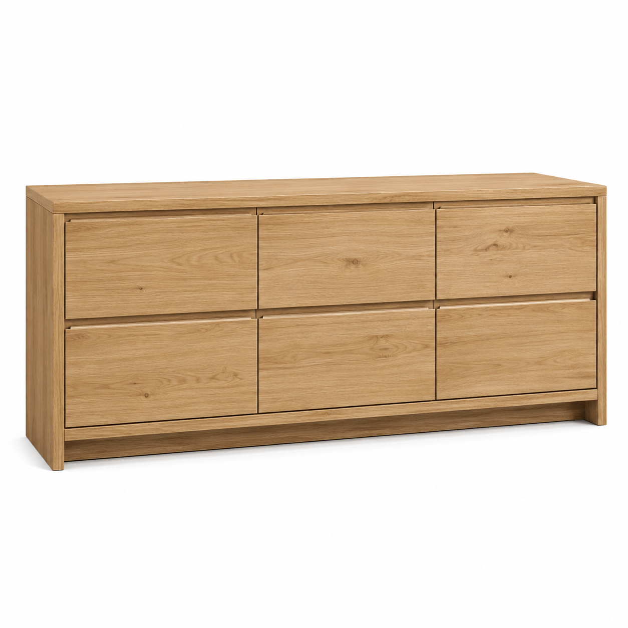Breite Kommode Eiche Natur mit sechs Schubladen 160x82 cm