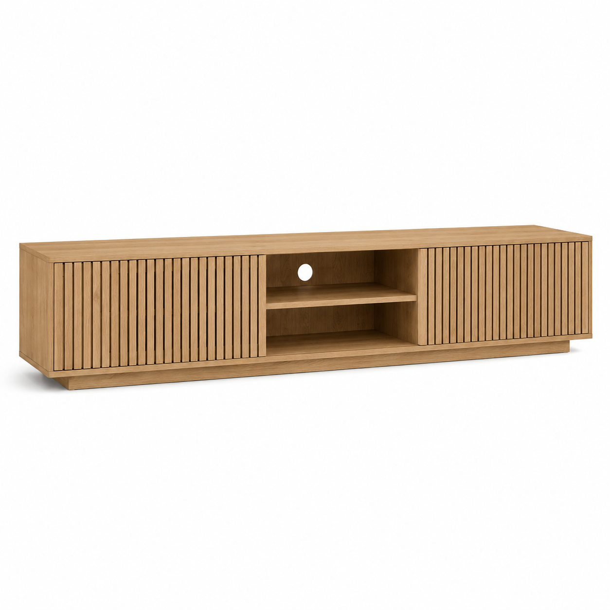 TV-Lowboard Eiche Natur mit Lamellenfront 200x45 cm