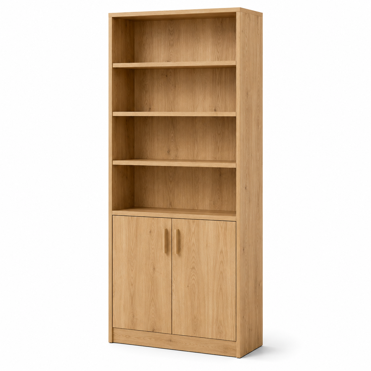 Bücherregal Eiche Natur mit geschlossenen Unterfächern 90x200 cm