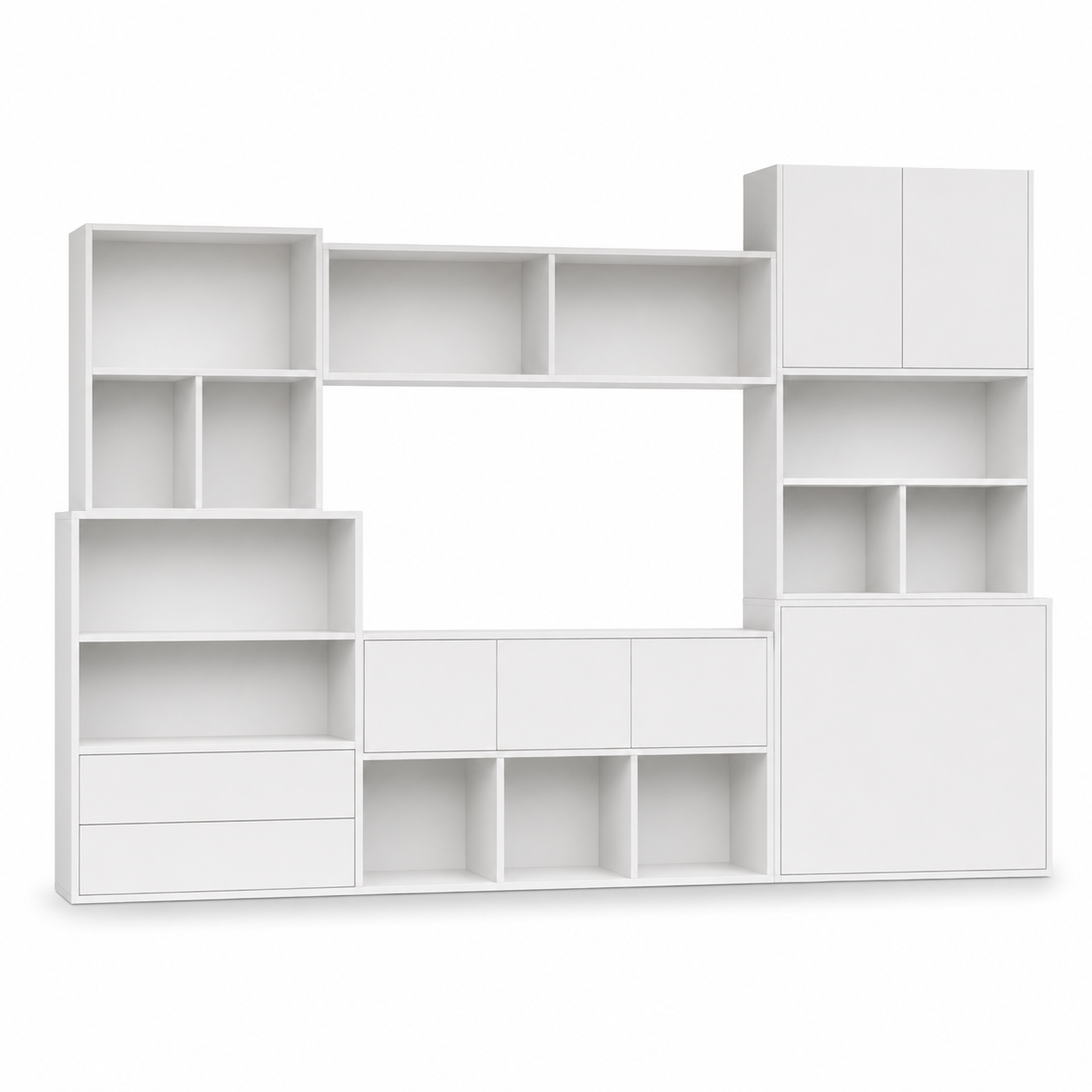Modulares Wandregal Weiß Matt für Wohnzimmer 220 cm