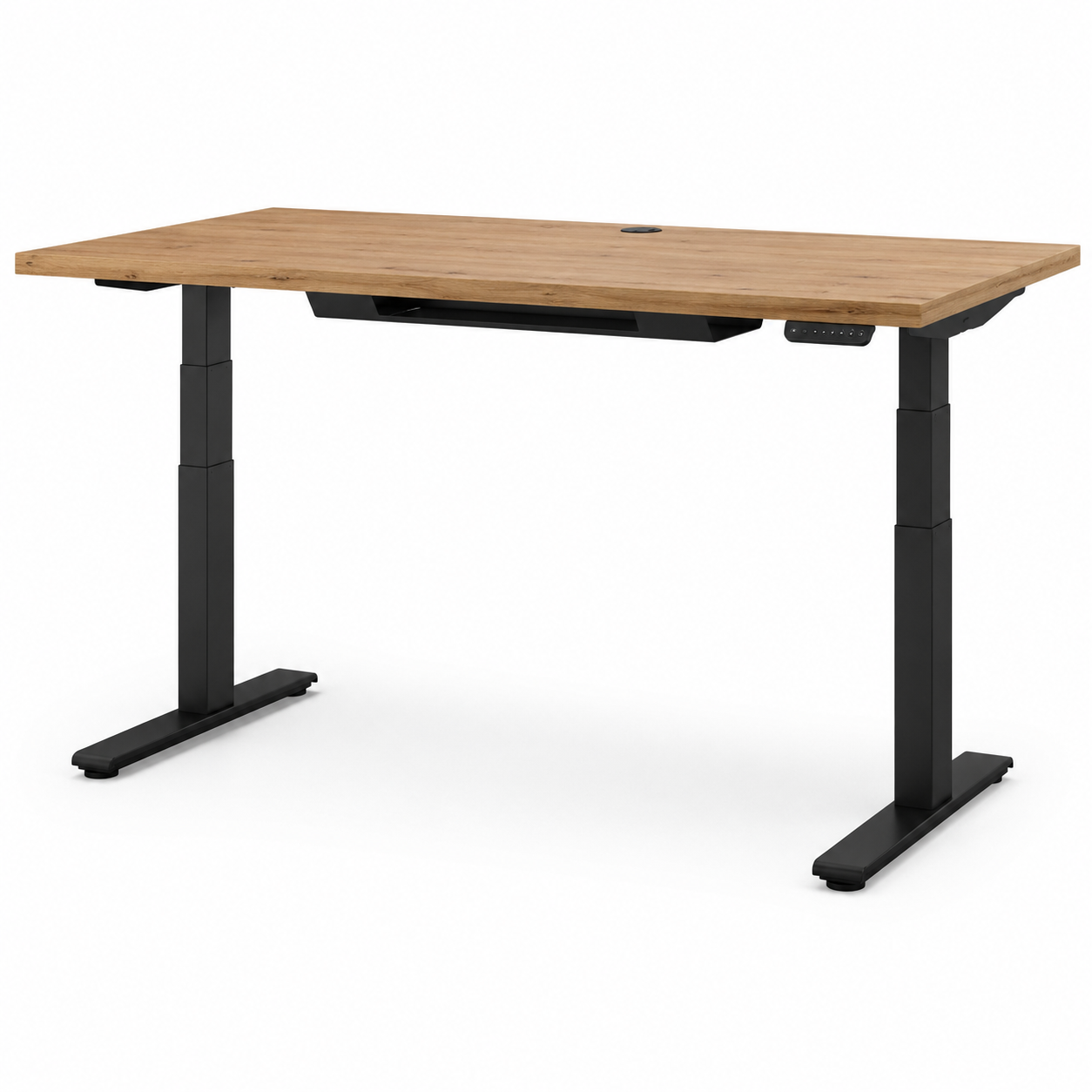Höhenverstellbarer Schreibtisch Eiche Schwarz 140x70 cm