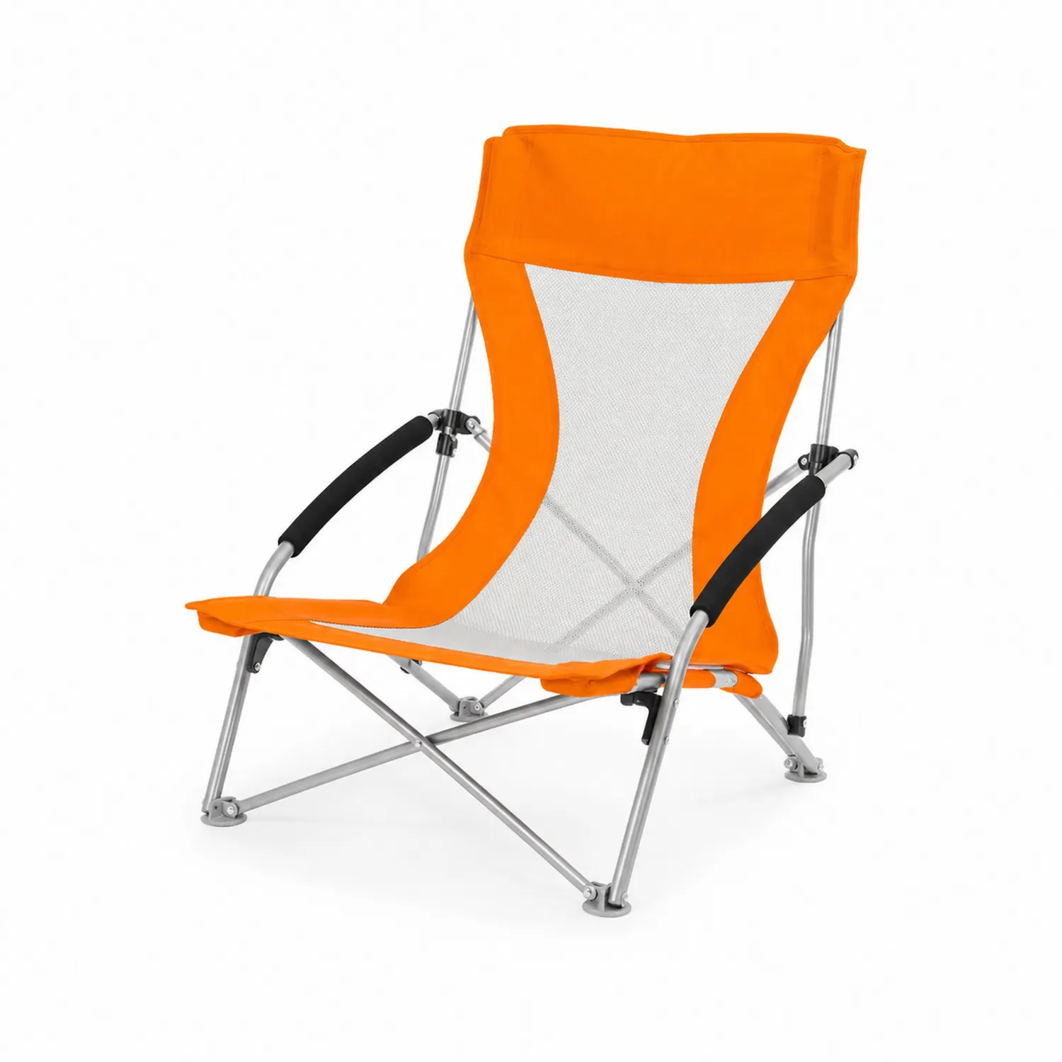 Klappbarer Gartenstuhl mit Aluminiumrahmen und Textilgewebe Orange-Mivterra