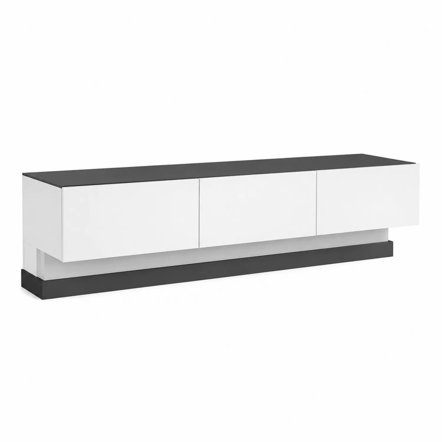 TV-Lowboard Holzwerkstoff in Weiß/Schwarz 180x40x45 cm-Mivterra