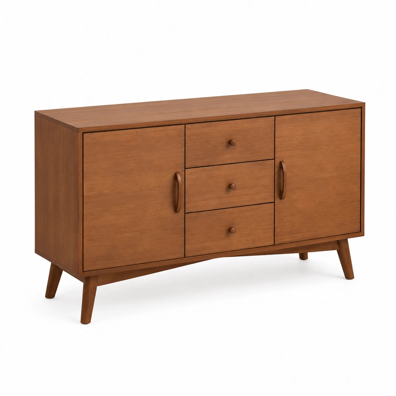 Braunes Sideboard aus Eichenholz mit Schubladen und Türen 80x150x40cm-Mivterra