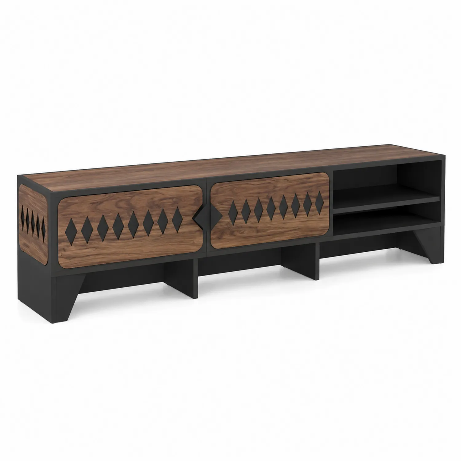TV-Schrank MDF Walnussoptik und Schwarz 140x30x40 cm-Mivterra