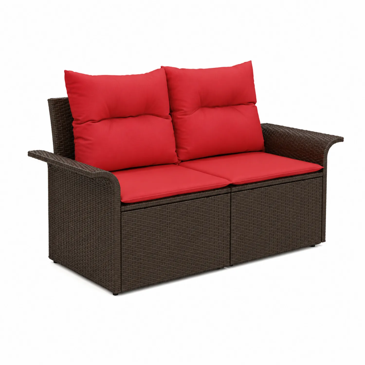 Polyrattan-Gartensofa Zweisitzer Rot-Mivterra