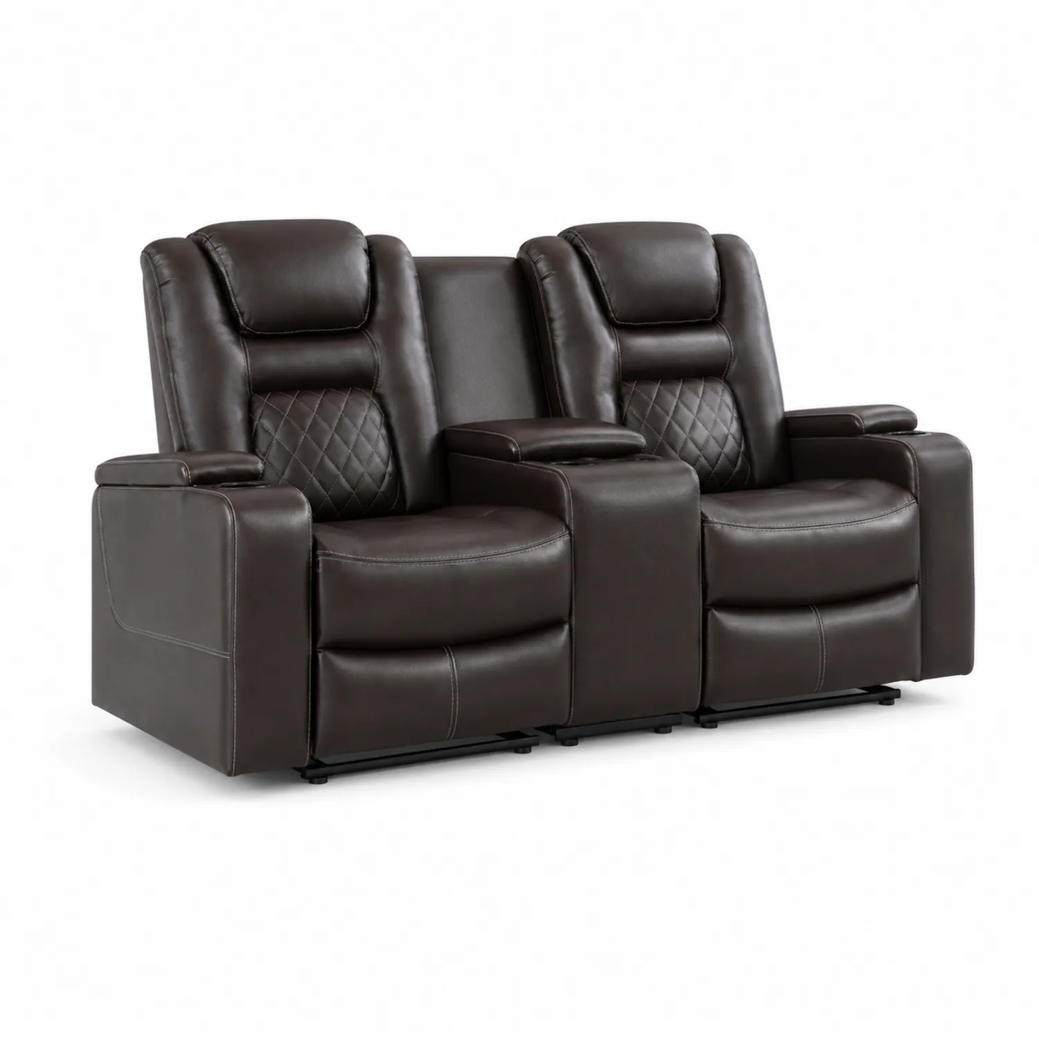 Zweisitzer Heimkino-Sessel aus Kunstleder Dunkelbraun mit Verstellfunktion-Mivterra