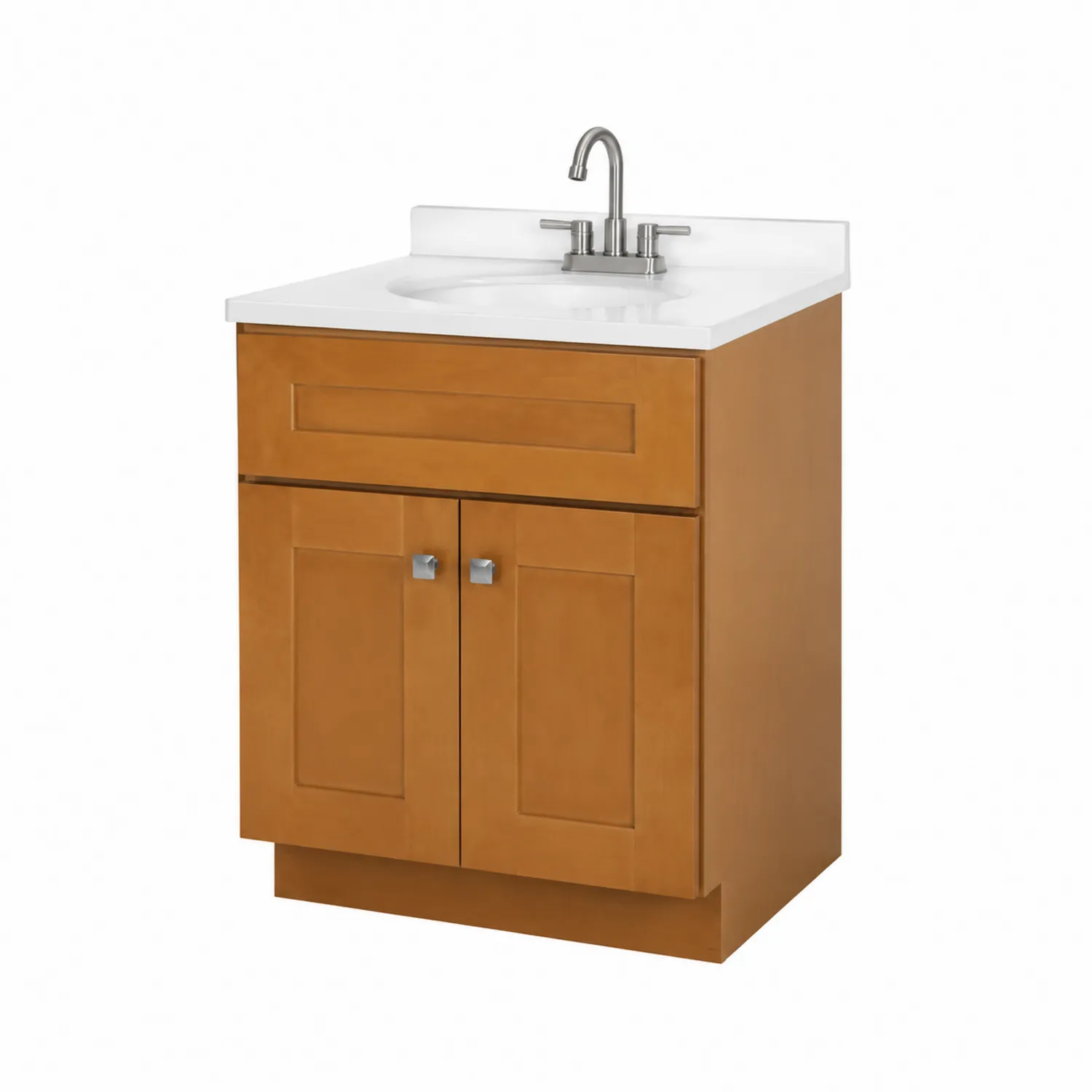 Waschtisch mit Holzunterschrank und Keramikbecken, Braun-Mivterra
