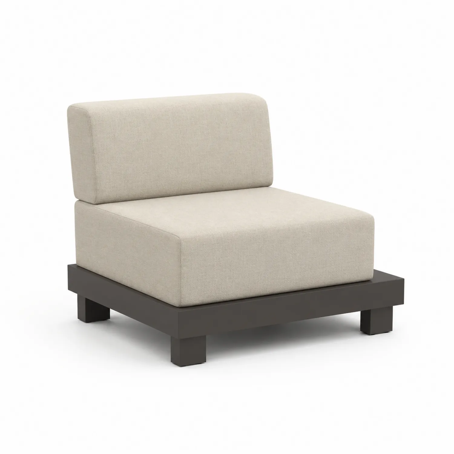 Outdoor-Clubstuhl aus Aluminium mit Stoffbezug, 75cm x 75cm x 70cm, Beige-Mivterra