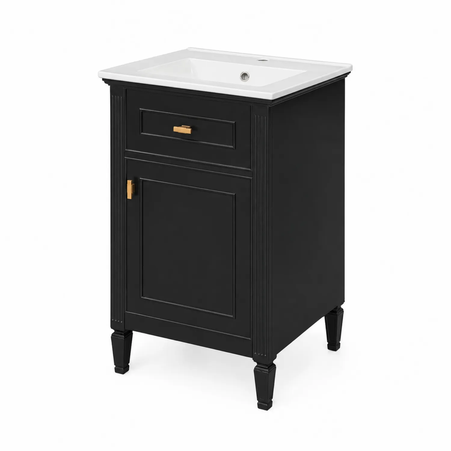 Keramik-Waschtisch mit MDF-Schrank Schwarz-Mivterra