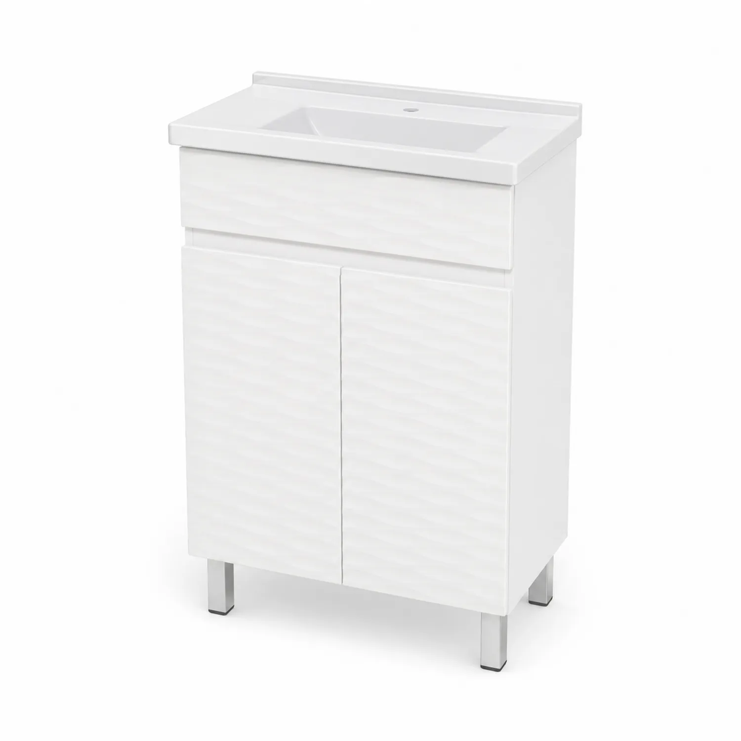 Waschtisch mit Schrank aus MDF und Keramik Weiß-Mivterra