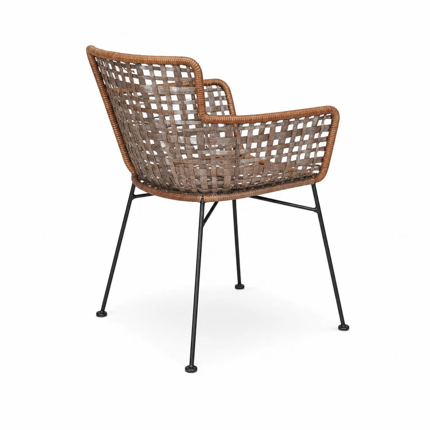 Rattan-Gartenstuhl mit Metallgestell, 80 cm Höhe, Braun-Mivterra