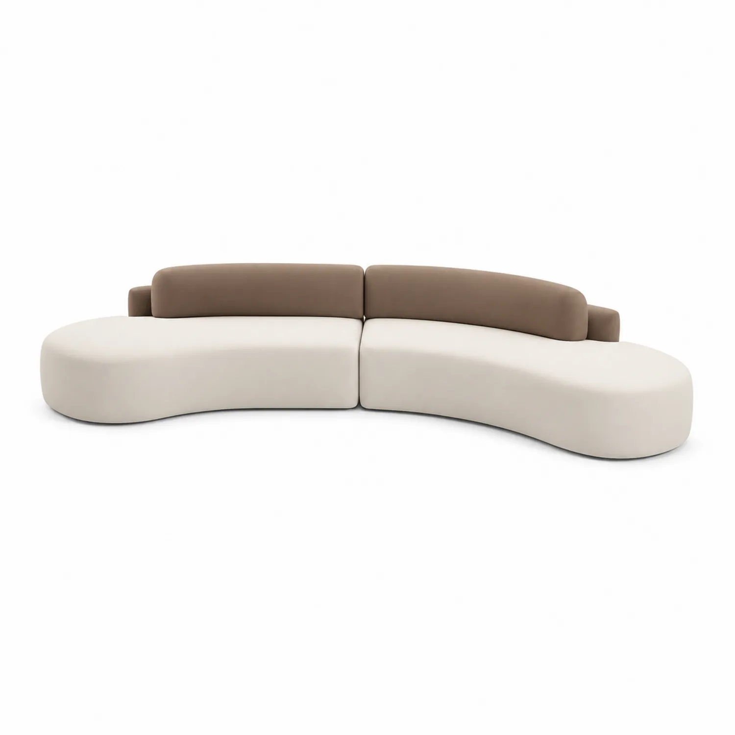 Modulares Sofa aus Polyester-Stoff, 300 cm, Beige/Braun-Mivterra