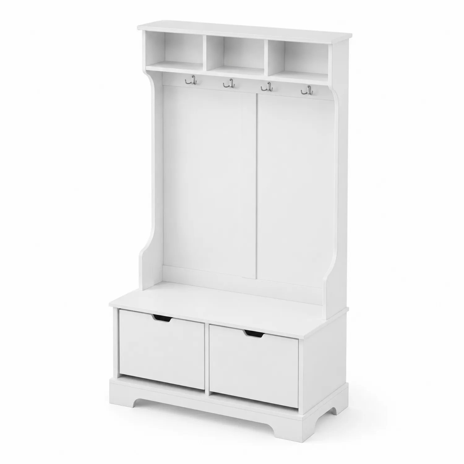 Garderobe MDF Weiß mit Schubladen und Haken-Mivterra