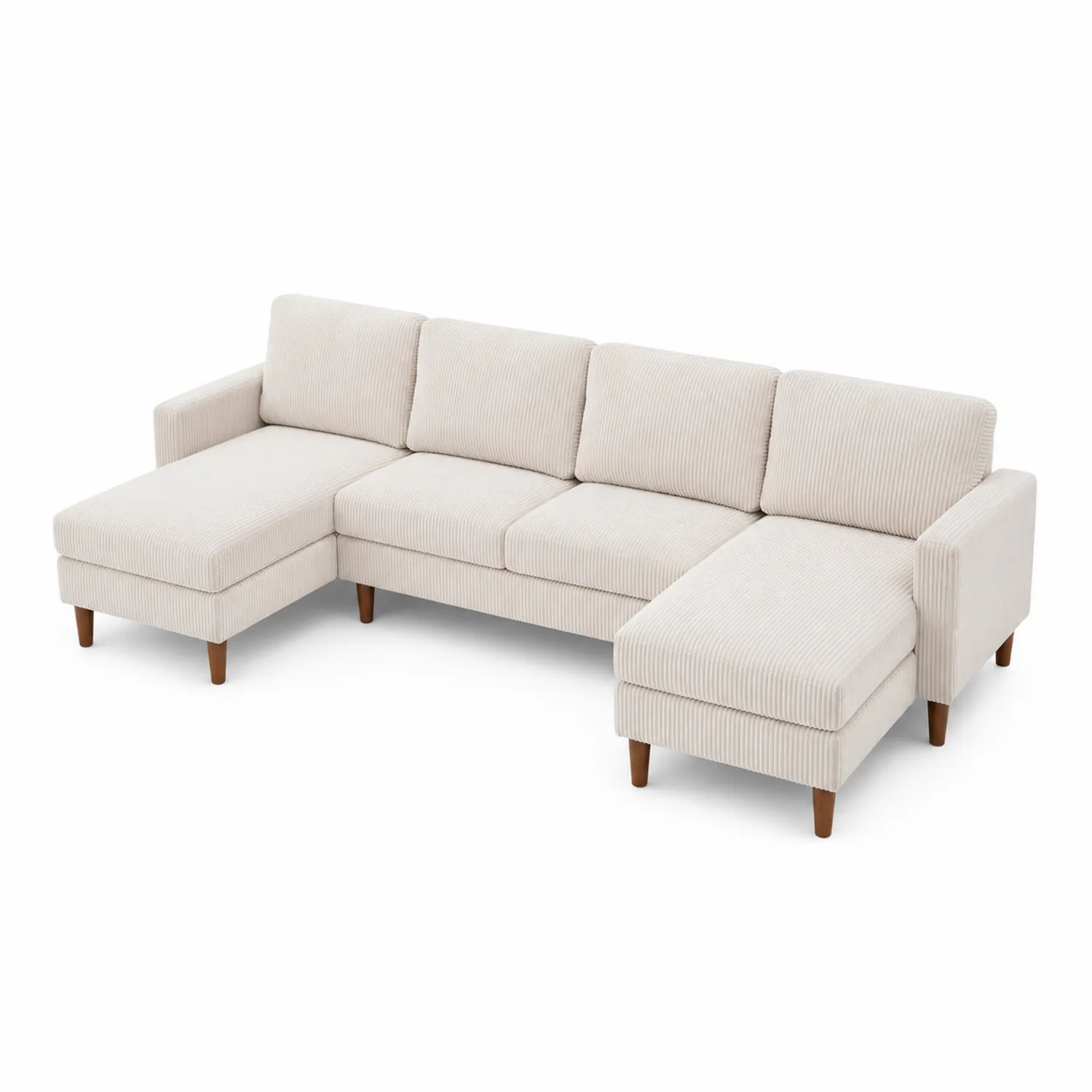 Cord Ecksofa L-Form 5-Sitzer Beige 295cm-Mivterra