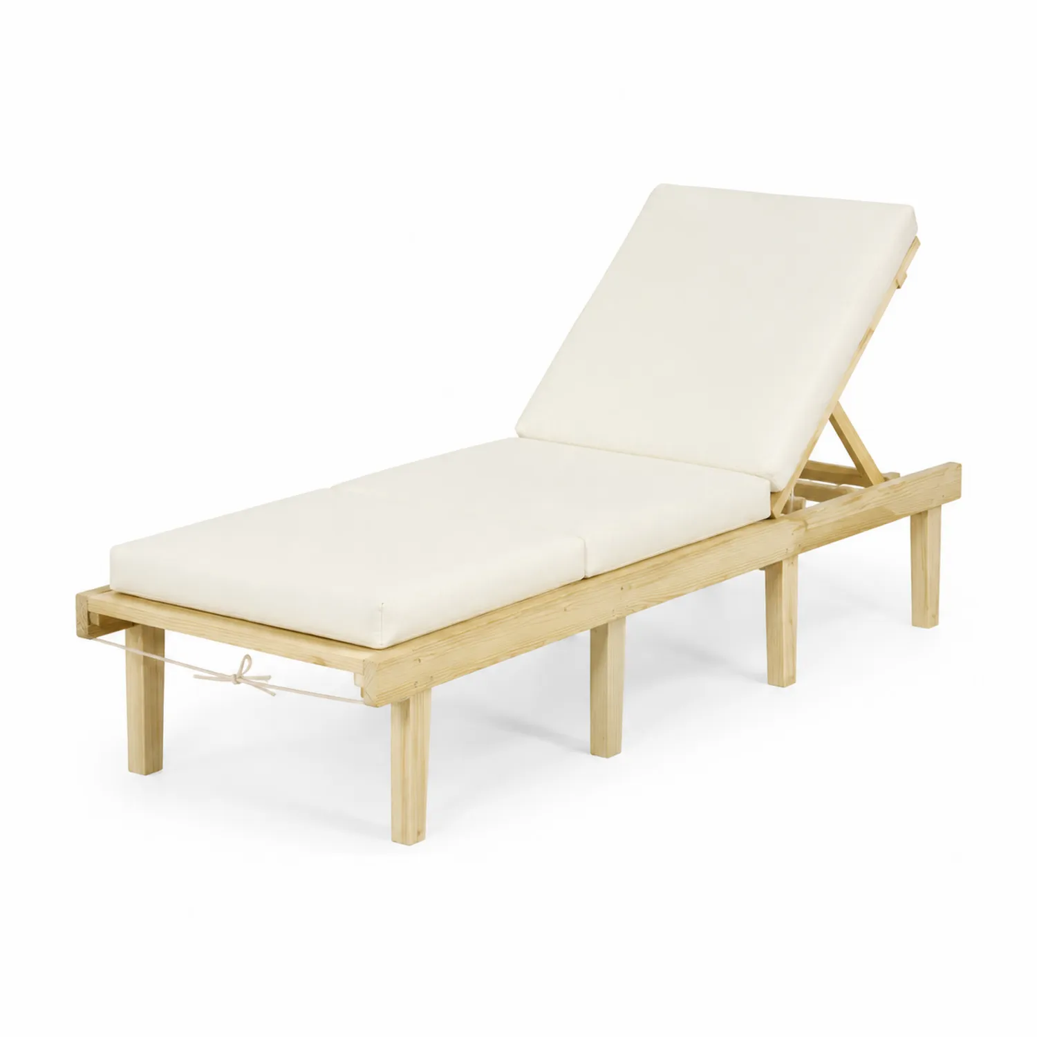 Liegestuhl Kiefernholz Creme mit Polyesterkissen 200 cm-Mivterra