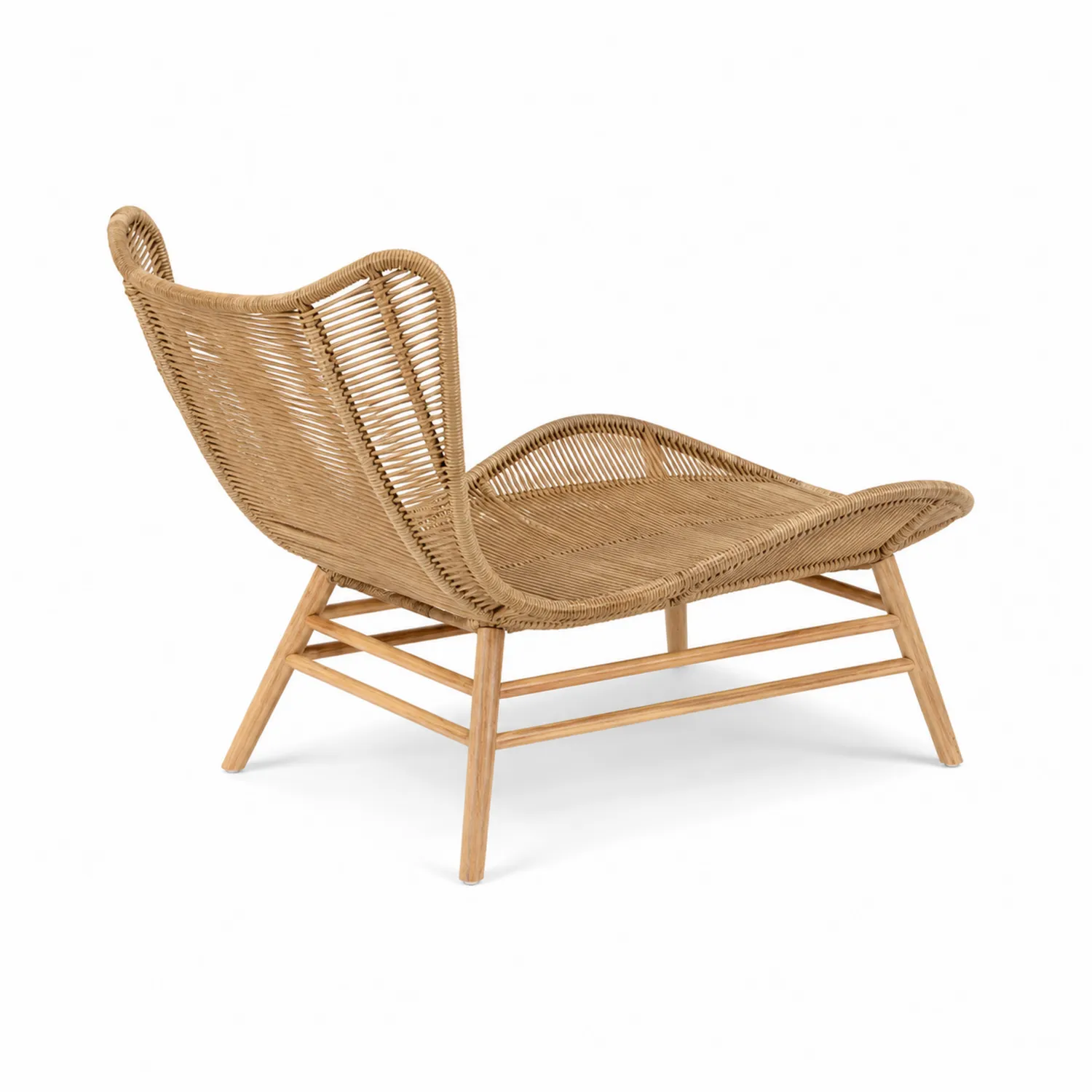 Outdoor-Liegestuhl aus Rattan mit Holzrahmen in Natur