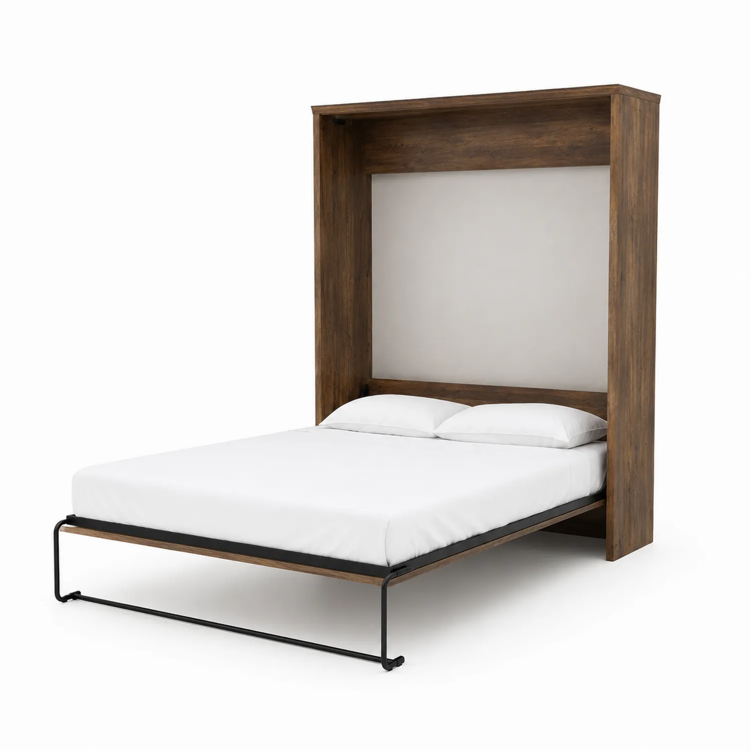 Klappbares Wandbett aus Holz mit Metallrahmen, Braun