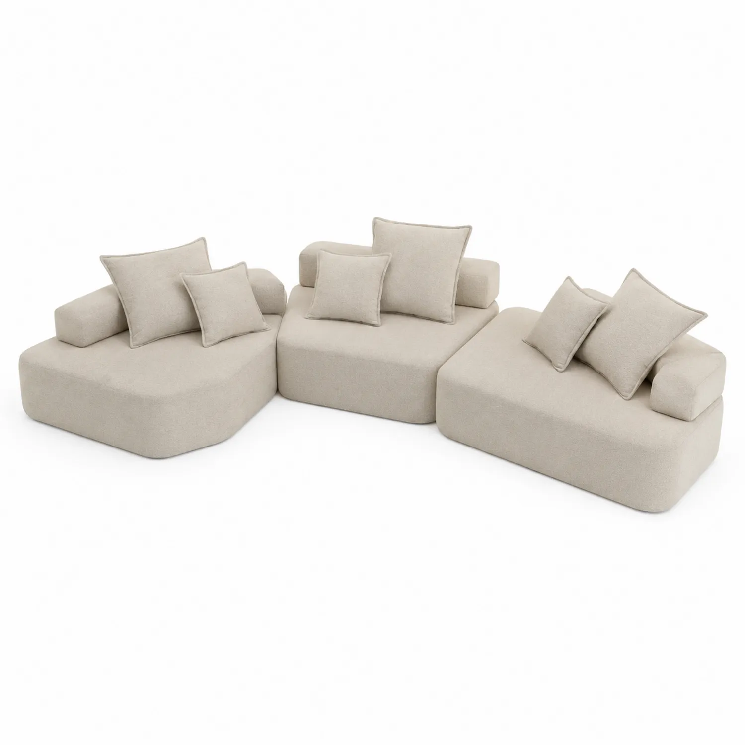 Modulares Sofa Set Stoff Beige 3-teilig