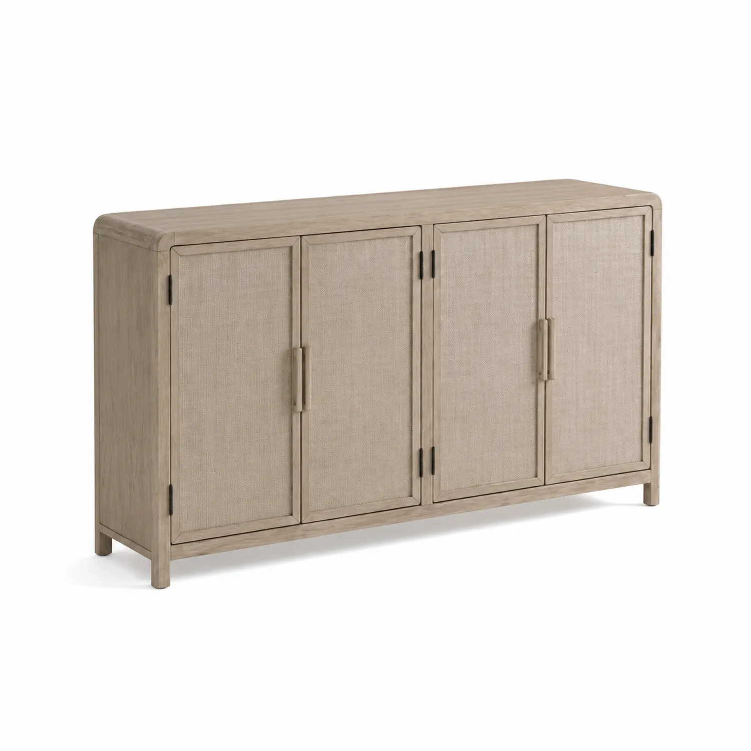 Holz Buffetschrank mit Vier Türen Eiche Beige 150 cm