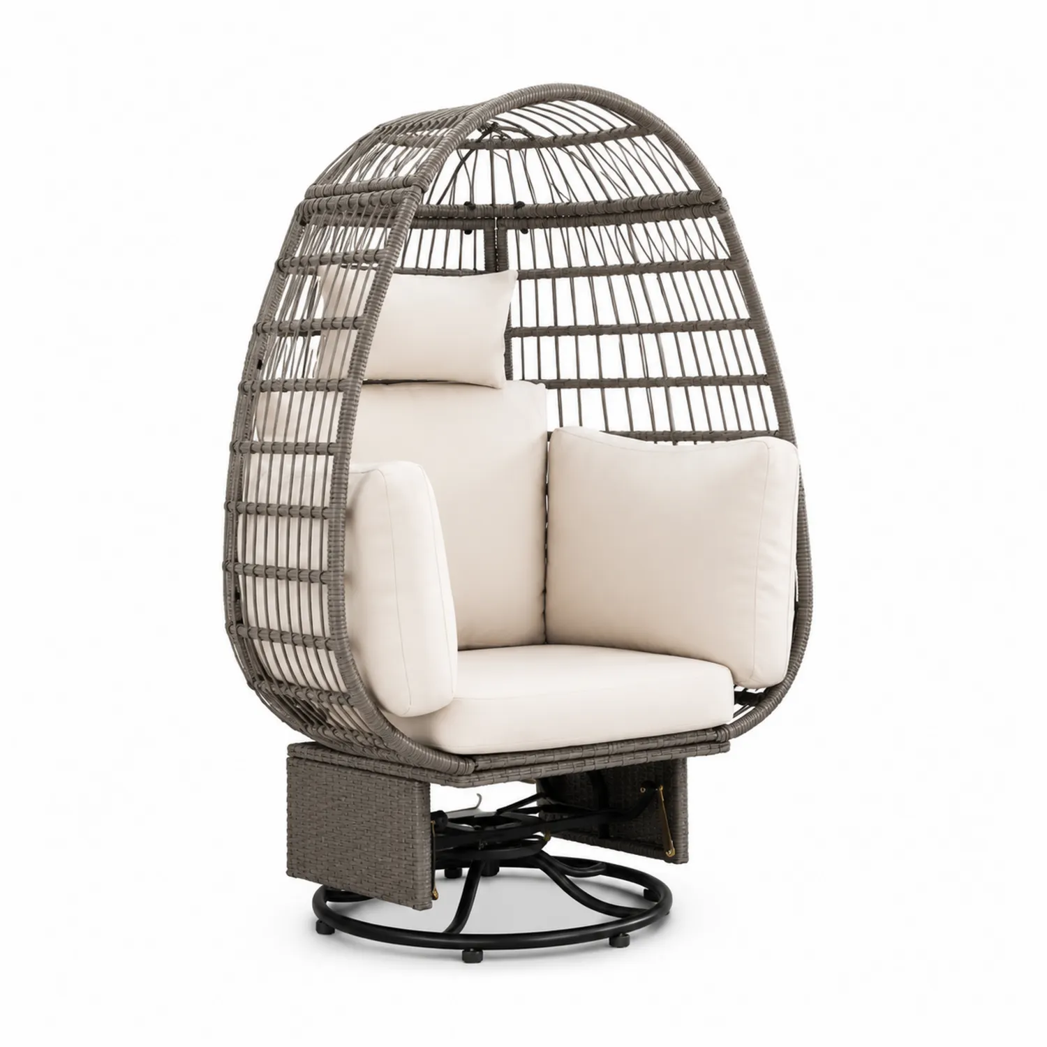 Ei-Design Rattansessel Drehbar mit Kissen Beige