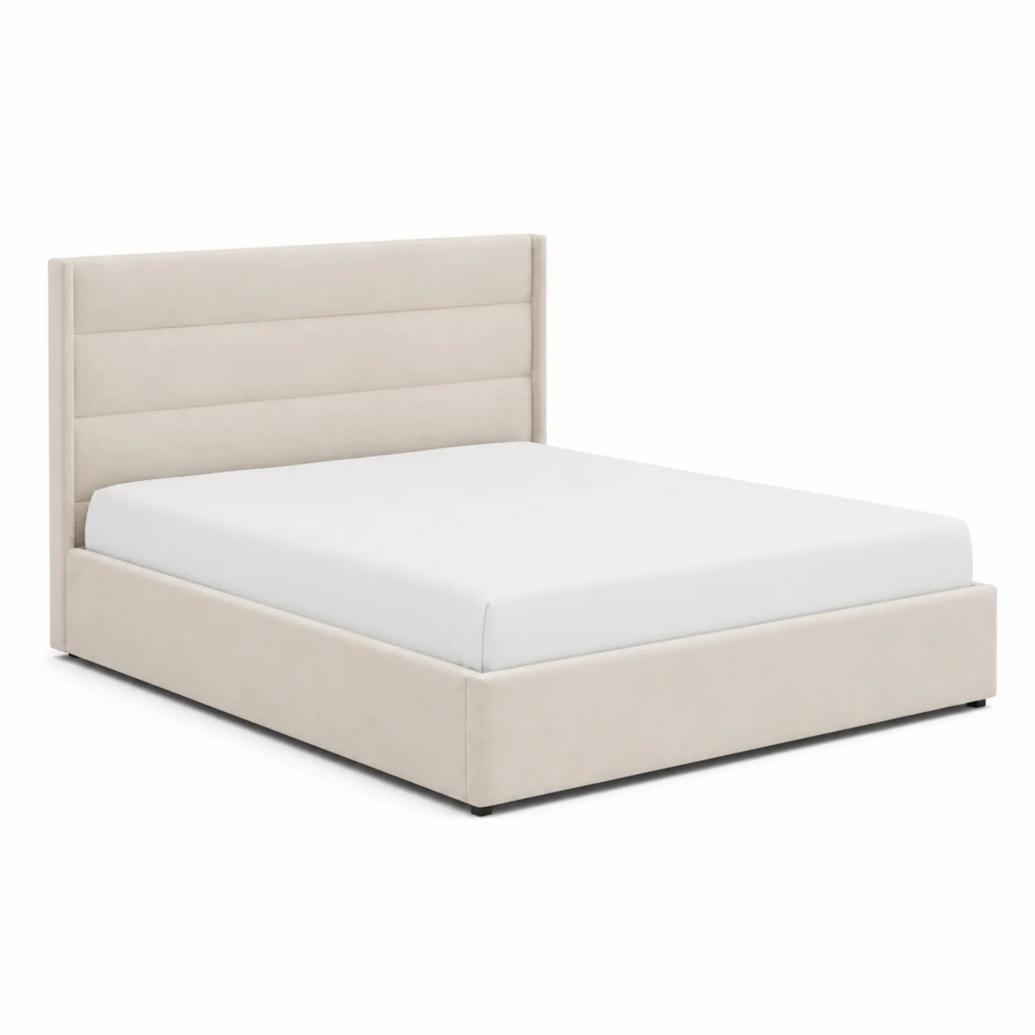 Bett mit Kopfteil Stoff Beige 200x160 cm