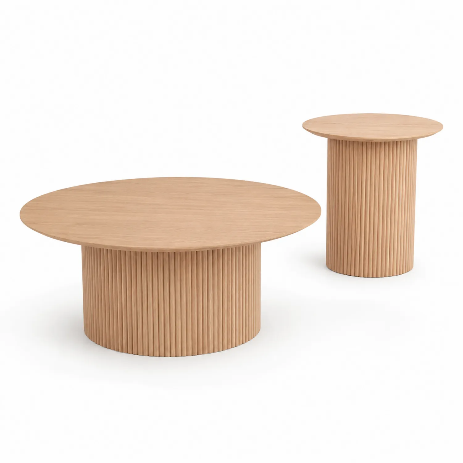 Rund Couchtisch Set aus Eichenholz