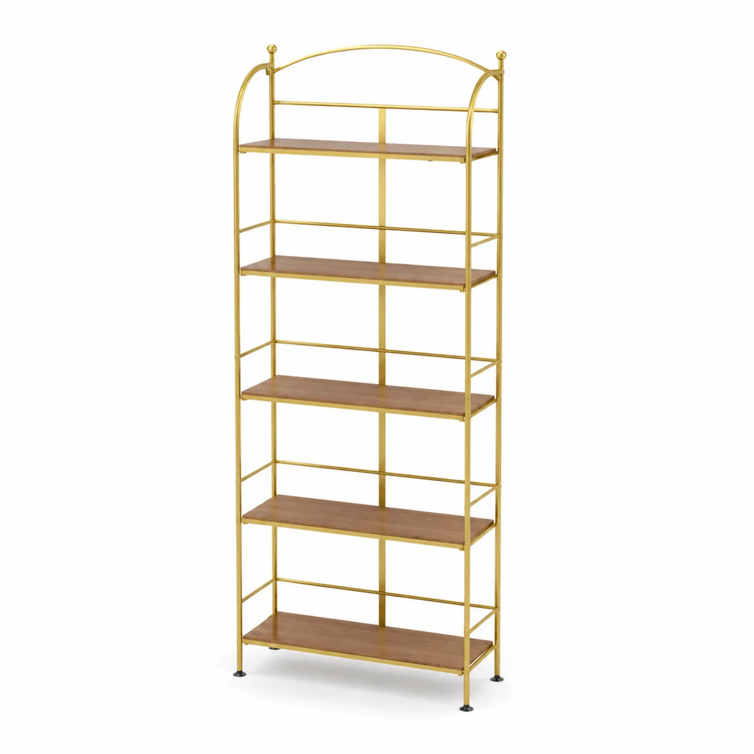 Metall und Holz Regal mit 5 Ebenen, Gold